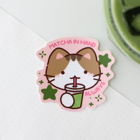 Miko Matcha in Hand • Vinyl Sticker